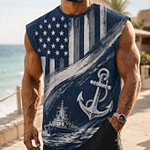  Heren 250e Jubileum Patriottische Amerikaanse Vlag 1776 2026 Mouwloos T-Shirt Crew Neck Zomerstraat Top