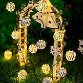 cheap Solar Outdoor Lights-Solar Powered Garden Fairy String Lights Iron Moroccan Ball Fairy Lights 12m 100LEDs for Home Yard Balcony Porch Trees Outdoor Party Decoration