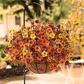  12 pachete de flori artificiale de toamnă, camouflage, pentru exterior, plante artificiale, decorațiuni de Halloween, mătase artificială rezistentă la UV, pentru Ziua Recunoștinței, care nu se decolorează, pentru ușa din față, verandă, terasă, curte, balc