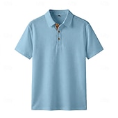 abordables Polo clásico para hombre-Hombre Polo de seda helada seersucker Con Texturas Casual Trabajo Diseño Manga Corta Básico Moderno Plano Jacquard Botones Primavera verano Azul Piscina Negro Blanco Azul cielo Gris Polo de seda