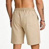 cheap Casual Shorts-Men's Shorts Summer Shorts Beach Shorts Casual Shorts Jacquard Pocket Elastic Waist Plain Comfort Breathable Knee Length Outdoor Beach Vacation Vacation Fashion Khaki Black Micro-elastic