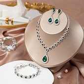 cheap Jewelry Sets-Jewelry Set Three-piece Suit Rhinestone Chrome Earrings Necklace Women's Fashion Jewelry Set For Wedding