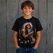  Мальчики 3D Графика Мультипликация 3D-печати 3D футболка С короткими рукавами 3D печать Лето Весна преувеличены Оригинальный рисунок Дети 4-12 лет Повседневные Для вечеринок Стандартный