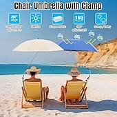 cheap Outdoor Recreation-Chair Beach Umbrella with Clamp,  Adjustable Umbrella, Suitable for Chairs, UPF50 Outdoor Patio Umbrella, Suitable for Beach Chairs, Patio Chairs, Wheelchairs, Camping Chairs, Golf Cart Umbrella