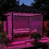 ieftine Conectat Electric-lumina cu șiruri de plasă cu led ip65 6mx4m 3mx2m lumină cu șiruri de plasă flexibile cu led 880led 200led lumină cu șiruri de ochiuri pentru curte de grădină decor colorat eu us britanie mufă ac110v