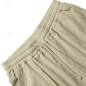cheap Classic-Men's Shorts Linen Shorts Summer Shorts Beach Shorts Drawstring Pocket 3D Solid Comfort Breathable Knee Length Daily Outdoor Holiday Vacation Fashion Khaki White Inelastic