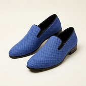 baratos Mocassins-Mocassins masculinos azuis trançados, leves e confortáveis, estilo casual elegante para uso diário, festas, banquetes e eventos noturnos sofisticados.