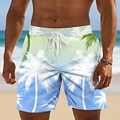 abordables Plantas y Flores Tropicales-Hombre Árbol de coco Plantas tropicales Boxers de Natación Trajes de baño, bañadores cortos Pantalones de Surf Media cintura Hawaiano Diario vacaciones en la playa Bolsillos laterales Forro de malla