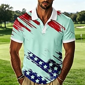  4th of July 2026 250th Men's American US Flag Sports Polo Shirts Short Sleeve Polo Shirts Collared Shirts Casual Athleisure Daily Wear Festival Wear 3D Print Buttons Breathable Mesh Spring & Summer