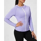 cheap Women's Shirt-Women's Solid Colored Workout Shirt Tennis Sports Jacket Long Sleeve Zipper Pocket Quick Dry Lightweight Moisture Wicking Breathable Tennis Golf Pickleball Hooded Jacket Black Pink Navy Blue Tennis