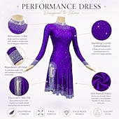 cheap Competition Dress-Dance Salsa Latin Dance Dress Ballroom Performance Dress Crystals / Rhinestones Women's Training Performance Long Sleeve High Spandex / Jazz