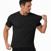 cheap Basic T shirts-Men's T Shirt Tee Top Short Sleeve Crew Neck Summer Spring Plain Casual Athletic Quick Dry Slim Casual Daily Sports Light Blue Black White Top Tee for Men