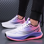 baratos Tênis de Corrida Masculinos-Tênis de corrida masculino branco e roxo - tênis esportivo leve e respirável - tênis atlético com amortecimento para homens, ideal para corrida, exercícios na academia, caminhada e uso diário ativo.