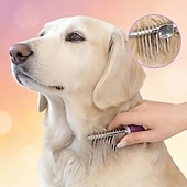 baratos Cuidados com o Cabelo-Pente desembaraçador para pelos de animais de estimação, com lâminas longas e seguras para cães e gatos, ideal para desembaraçar pelos emaranhados ou com nós na pelagem interna.