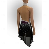baratos Vestidos de Patinação Artística-Vestidos para Patinação Artística Mulheres Patinação no Gelo Vestidos Fúcsia Patchwork Sem costas Com Stretch Treino Competição Roupa para Patinação Clássico Cristal / Strass Sem Manga Patinação no