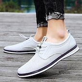 economico Scarpe Casual con Lacci-Scarpe da ginnastica casual da uomo bianche con lacci, leggere, traspiranti e comode, ideali per camminare, per un look casual elegante, basse, perfette per l'uso quotidiano, i viaggi, gli spostamenti e le uscite del fine settimana.