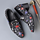 economico Mocassini-Scarpe eleganti da uomo slip-on con stampa astratta e punta affusolata, calzature di tendenza per uomini alla moda, ideali per feste, banchetti, balli di fine anno ed eventi serali di moda.