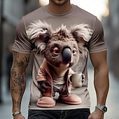  Herren Tiermotiv T Shirt Kurzarm T-Shirt 3D-Druck Rundhalsausschnitt Hemd Lustig Lässig Täglich Straße Khaki Hellgrau Armeegrün Sommer Frühling Bekleidung S M L XL 2XL 3XL