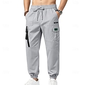 economico Pantaloni cargo-Per uomo Pantaloni Cargo Joggers Pantaloni Coulisse Elastico in vita Multi-tasche Tinta unica Antivento Comodità Quotidiano All'aperto Ferie Streetwear Elegante Cachi Nero Inelastico