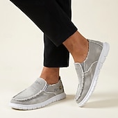 Χαμηλού Κόστους Slip-On Καθημερινά Παπούτσια-ανδρικά λευκά φθαρμένα slip-on παπούτσια – αναπνεύσιμα, ελαφριά, casual καμβατέ μοκασίνια, ξεφτισμένα street style φλατ παπούτσια για περπάτημα για το καλοκαίρι, τα ταξίδια και την καθημερινή μόδα.
