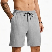 cheap Casual Shorts-Men's Shorts Summer Shorts Beach Shorts Casual Shorts Jacquard Pocket Elastic Waist Plain Comfort Breathable Knee Length Outdoor Beach Vacation Vacation Fashion Khaki Black Micro-elastic