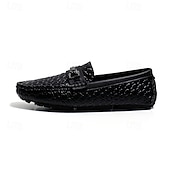 cheap Casual Loafers-Men's Yellow Croc-Embossed Bit Loafers Slip-On Lightweight Smart Casual Dress Shoes Gentleman Footwear for Parties, Banquets, Driving and Everyday Stylish Wear