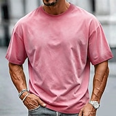 economico Magliette grafiche da uomo-Per uomo Tinta unica Camicia lavata con acido Maglietta pesante Manica Corta maglietta DTG Girocollo Camicia Moda Quotidiano Streetwear Ferie Nero Rosa Viola Primavera &amp; Estate Abbigliamento S M L XL