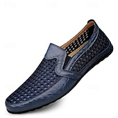 abordables Chaussures Décontractées Slip-On-Mocassins marron perforés pour homme, chaussures habillées décontractées et respirantes, style élégant et décontracté, parfaits pour la conduite, le bureau, les soirées et le quotidien professionnel.