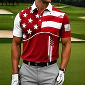 economico Polo Patriottico 250-4 luglio 2026 250° Per uomo Bandiera Americana Golf Polo Sportivi Manica Corta Magliette polo Camicie con Colletto Casual Athleisure Abbigliamento quotidiano Abbigliamento da festa Stampa 3D Bottoni
