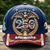  Boné de beisebol comemorativo do 250º aniversário dos EUA, boné patriótico com estampa de águia para homens e mulheres, boné estilo "dad hat" ajustável, boné comemorativo da América 1776-2026 para o