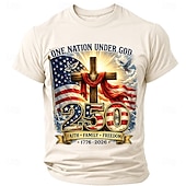  4 luglio 2026 250° Per uomo Bandiera degli Stati Uniti 1776 Maglietta Manica Corta maglietta Stampa 3D Girocollo Camicia Patriotico Quotidiano Festival Blu Nero Bianco Estate Primavera Abbigliamento