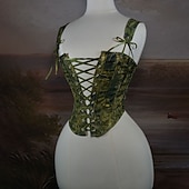 ieftine Topuri-Medieval Renascentist Cottagecore Corset Corsaj Zana Cu Șiret Pictură în Ulei Costume de fancy Pentru femei Fantezie Halloween Carnaval Casul / Zilnic Târgul Renașterii LARP Adulți Corset Primavara