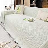 cheap Cooling Couch Cover-Summer Cooling Ice Silk Sofa Cover - Modern Zigzag Pattern Couch Throw - Breathable Non-Slip Furniture Protector for Living Room