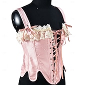 ieftine Topuri-Medieval Renascentist Corset Corsaj Zana Nobilă Jacquard Cu Șiret Floral Costume de fancy Pentru femei Regal Halloween Carnaval Casul / Zilnic Târgul Renașterii LARP Adulți Corset Primavara vara