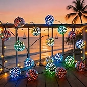 cheap Solar Outdoor Lights-Solar Powered Garden Fairy String Lights Iron Moroccan Ball Fairy Lights 12m 100LEDs for Home Yard Balcony Porch Trees Outdoor Party Decoration