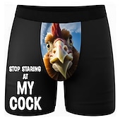  Men's Rooster Chick Funny Slang Stretchy Boxer Briefs Swimming Trunks Boxer Swim Shorts Funny Casual Home Beach Vacation Wear Elastic Waistband Moisture-Wicking Breathable Underwear Designer Clothing