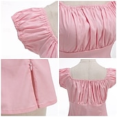 abordables Tapas-Retro Antiguo Victoriano Renacimiento Blusa / Falda Manga de globo de soplo Dama Color sólido Estampado Floral Cuello Inglés Disfraz Mujer Fantasía Casual Diario Feria del Renacimiento Adulto