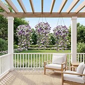 cheap Artificial Flower-4 Pcs Artificial Hanging Pansy Flowers for Outdoors, Faux Flowers Fake Spring Summer Decor, UV Resistant Fake Plants Silk Flower for Planter Front Door Porch Patio Yard Garden