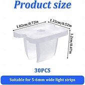 abordables Accesorios LED-Clips de montaje para tiras LED impermeables (30-200 unidades), soporte de montaje para tiras LED de neón, abrazaderas de fijación con 30-200 tornillos para tiras de iluminación LED de 5 mm a 6 mm,