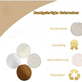 billiga Köksredskap och -apparater-8 st. bomullsvävda underlägg för drycker, absorberande underläggsset med hållare, värmebeständiga 210°F, 4,4 tums diameter, muggunderlägg för bordsskivor, soffbord, skrivbord, mjuka &amp;skyddande