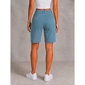  Femmes Jeans Shorts Short Burmuda Mode Longueur Genou Taille haute Classique Confort Vacances Formel Noir Bleu ciel Gris Été Printemps Coupe régulière