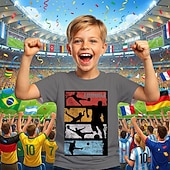 ieftine Sporturi și jocuri 3D pentru băieți-Băieți 3D Grafic Fotbal Tricouri de fotbal Tricou Manșon scurt Tipărire 3D Vară Primăvară Sport Modă Șic Stradă Copii 4-12 ani Stil Nautic Casual Zilnic În aer liber Fit regulat
