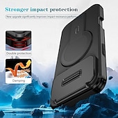 abordables Carcasas iPhone-teléfono Funda Para iPhone 17 Air 17 Pro Max 16 15 14 Pro Max Plus 13 Pro Max Mini Funda Trasera Con Magsafe con Soporte Magnética Soporte de carga inalámbrica Armadura ABS + PC
