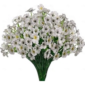 ieftine Flori Artificiale-12 pachete flori artificiale rezistente la UV, plante de exterior, care nu se decolorează, arbuști artificiali din plastic, flori artificiale de mătase, jardinieră, verandă, decorațiuni interioare