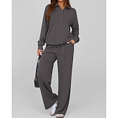preiswerte Trainingsanzüge-Damen Pullover-Trainingsanzug-Sets 2-teiliger Trainingsanzug Lounge-Outfits  Kordelzug mit Tasche Einfarbig Sportbekleidungsset Herbst Dunkelgrau Schwarz Fitnessstudio Fitnesstraining Leger Winddicht
