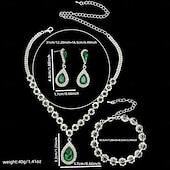 cheap Jewelry Sets-Jewelry Set Three-piece Suit Rhinestone Chrome Earrings Necklace Women's Fashion Jewelry Set For Wedding