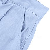 economico Vacanza-Per uomo Pantaloni di Lino Pantaloni Pantaloni casual Pantaloni Estivi Pieghettato Bottoni Semplice Comodità Traspirante Lunghezza intera Quotidiano Affari Ferie Moda Stile Classico Blu Cachi
