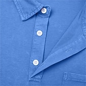 abordables Polo classique pour homme-SoftFade™ Men's Polo Shirts 100% Cotton Acid Wash Shirt Casual Holiday Lapel Short Sleeve Fashion Basic Plain Pocket Distressed Summer Spring All Seasons Dark Brown Black Light Green Pink Navy Blue