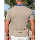 abordables Polo classique pour homme-Homme Chemises Polo Gaufre Polo Occasionnel Rue Revers Manche Courte Basique Moderne Bloc de Couleur Avec Poches Poids Léger Été Printemps Coupe régulière Noir Blanche Bleu Roi Vert Kaki Chemises