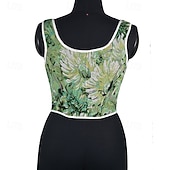 cheap Tops-Medieval Renaissance Cottagecore Corset Overbust Corset Bodice Lace up Floral Fancy Dress Women's Fantasy Halloween Carnival Casual Daily Renaissance Fair LARP Adults' Corset Spring &amp; Summer